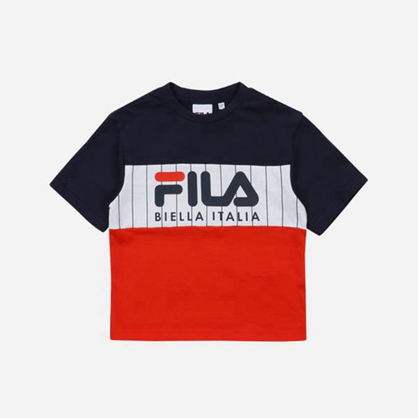 Fila Tričká Detske Námornícka Modrá - Heritage Blocked S/S Vypredaj - Slovakia 32546-LKZQ